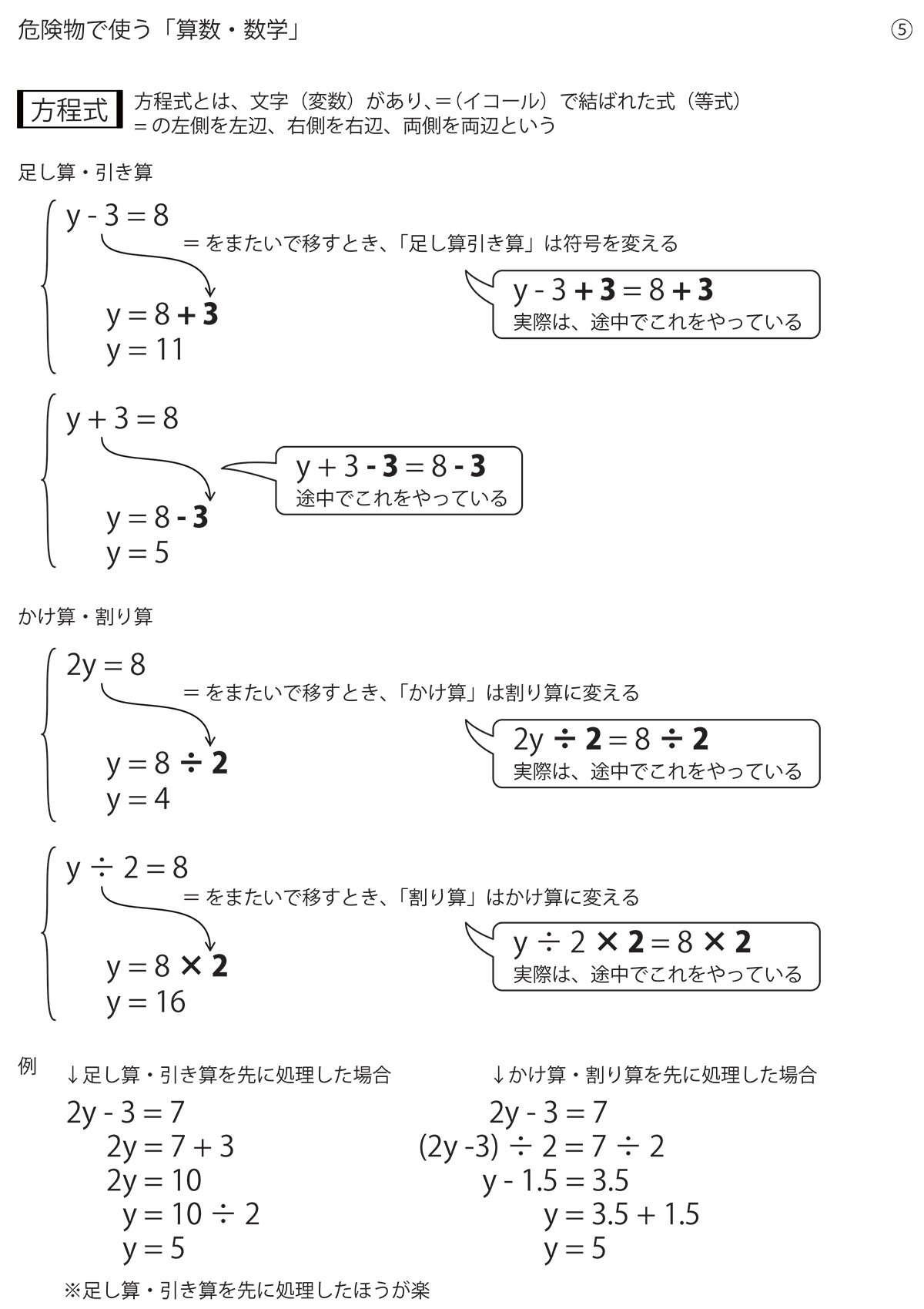 危険物の算数数学の基本、方程式